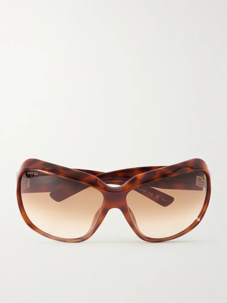 Square-frame tortoiseshell acetate sunglasses
