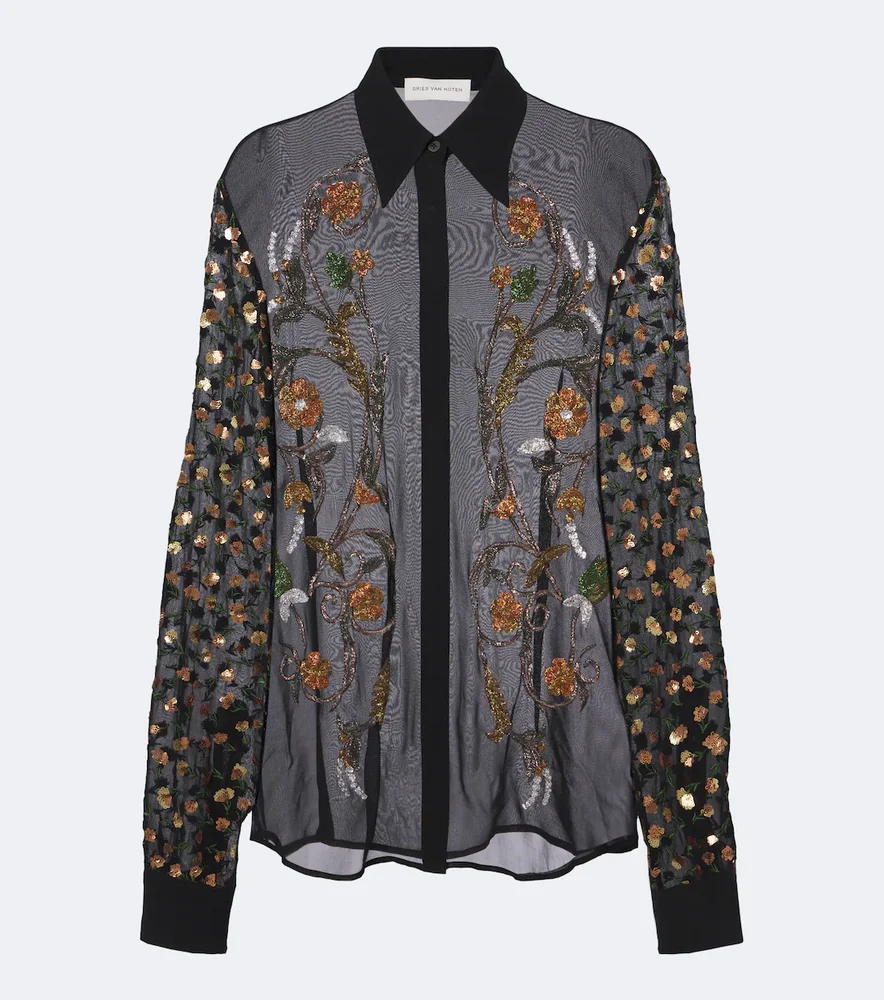 Embellished sheer blouse