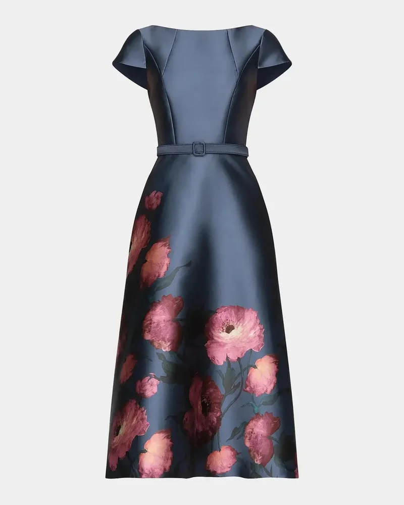 Ina Mikado Poppy Tea-Length Cocktail Dress
