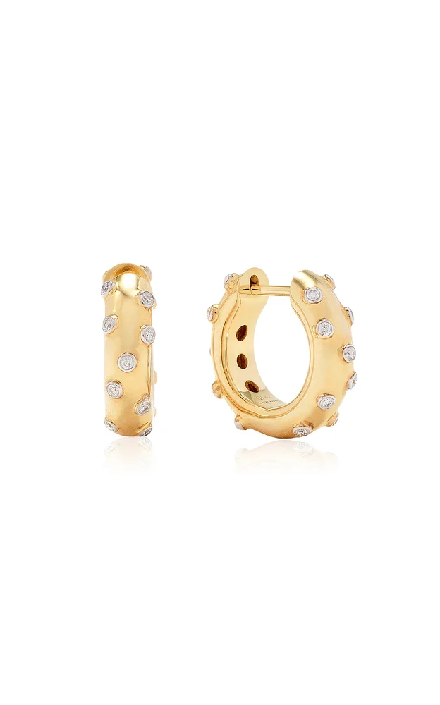 Creole 9K Yellow Gold Diamond Earrings