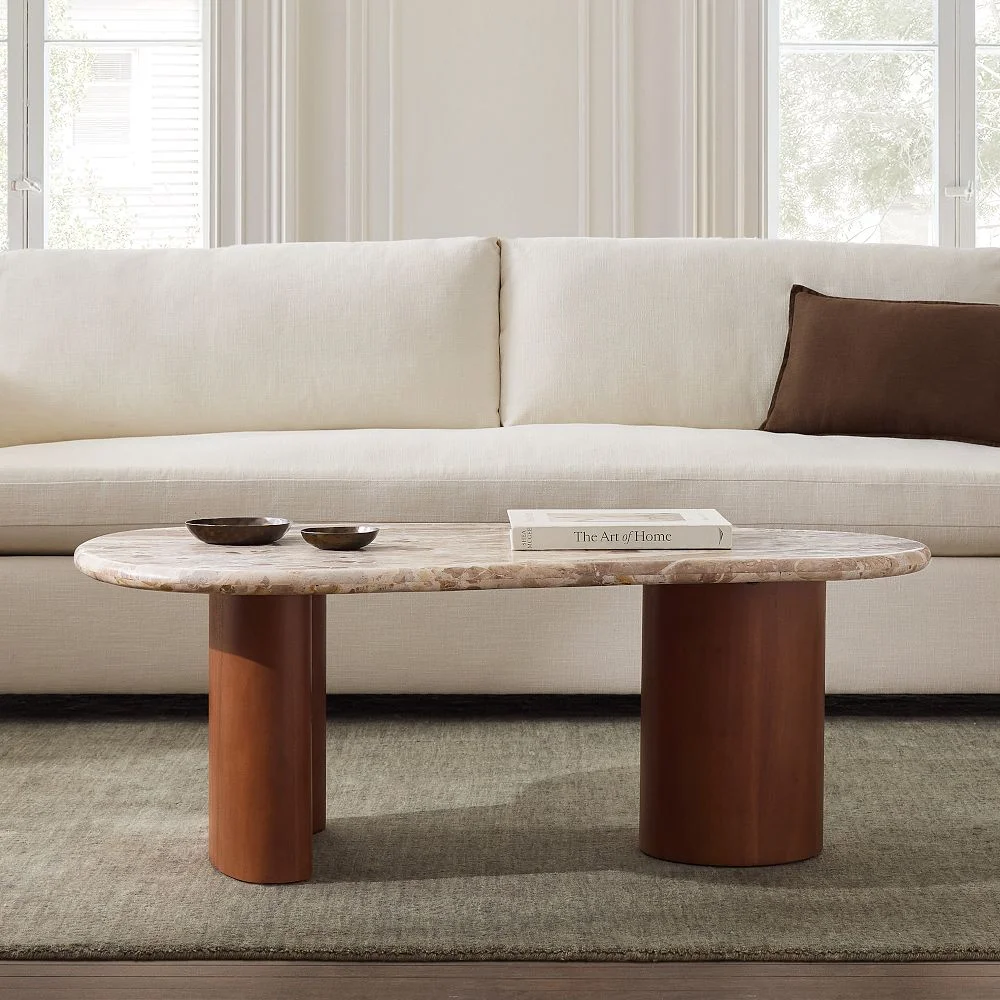 Alora Solid Wood & Marble Coffee Table (44")