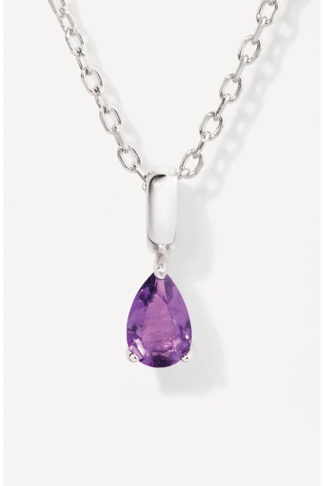 Birthstone Teardrop Necklace in Amethyst