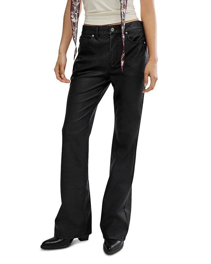Double Knot Faux Leather Straight Pants