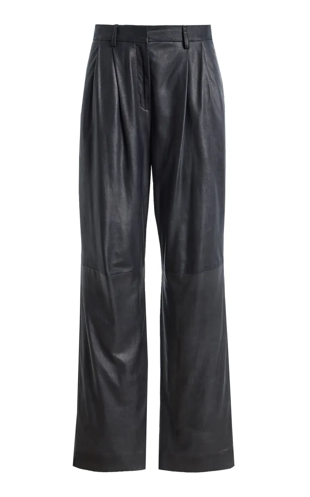 Ivy Pleated Leather Trousers