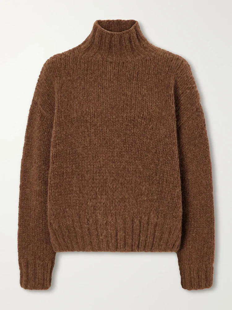Alpaca, merino wool and cotton-blend turtleneck sweater