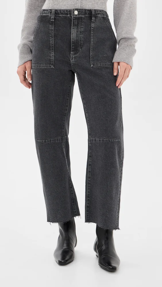 Petite Utility Soft Barrel Raw Jeans