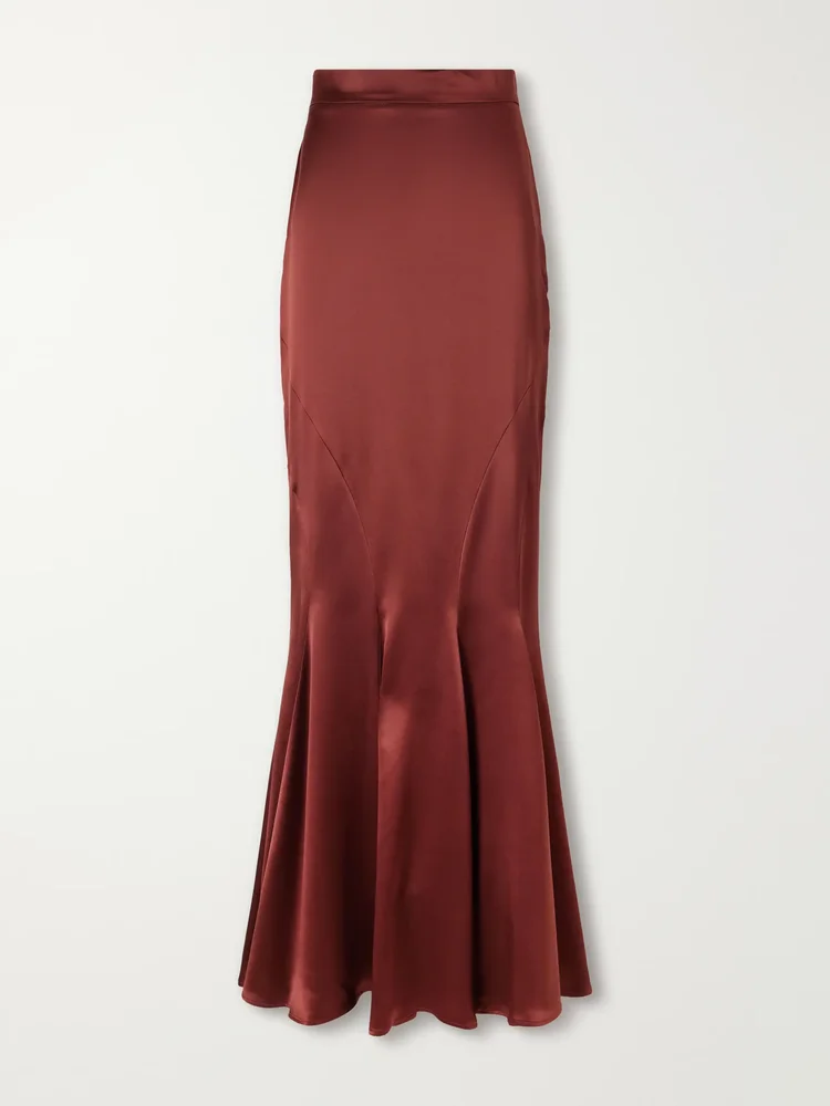 Tabarin pleated silk-satin maxi skirt