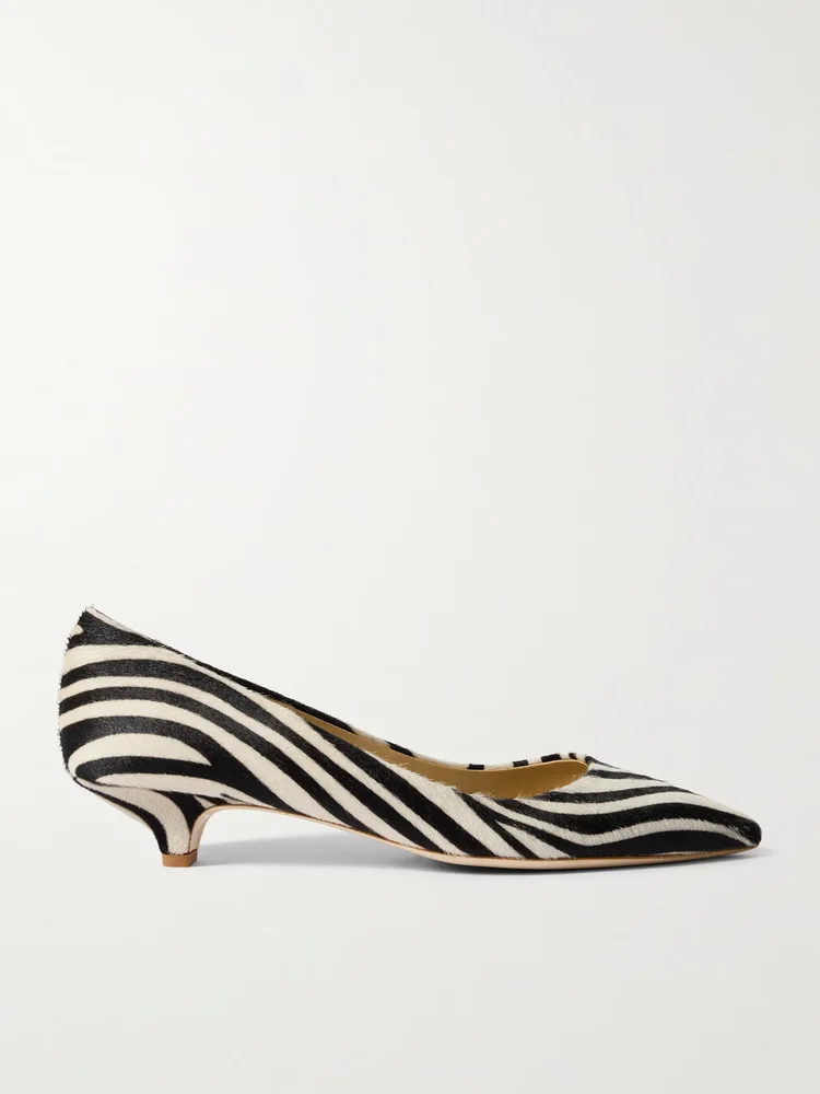 Kitty Point zebra-print pony hair pumps