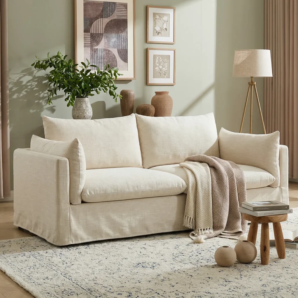 81.3" Square Arm Slipcovered Sofa