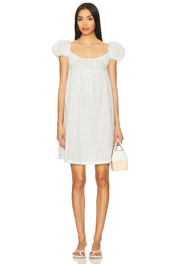 Puff Sleeve Embroidered Dress
