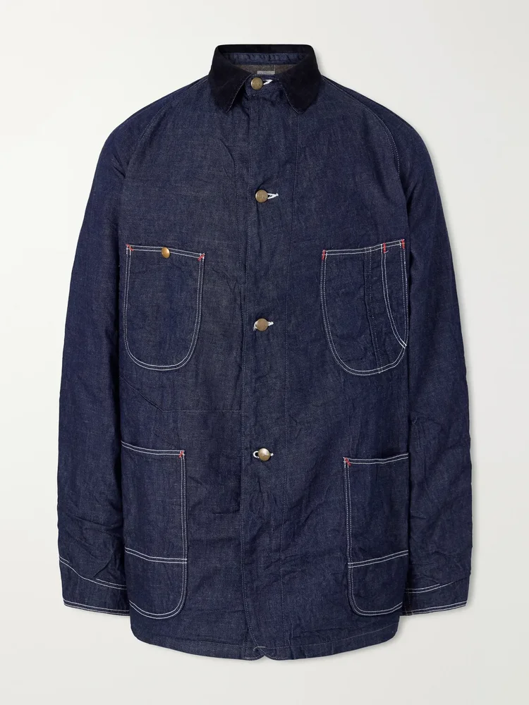 Corduroy-Trimmed Denim Jacket