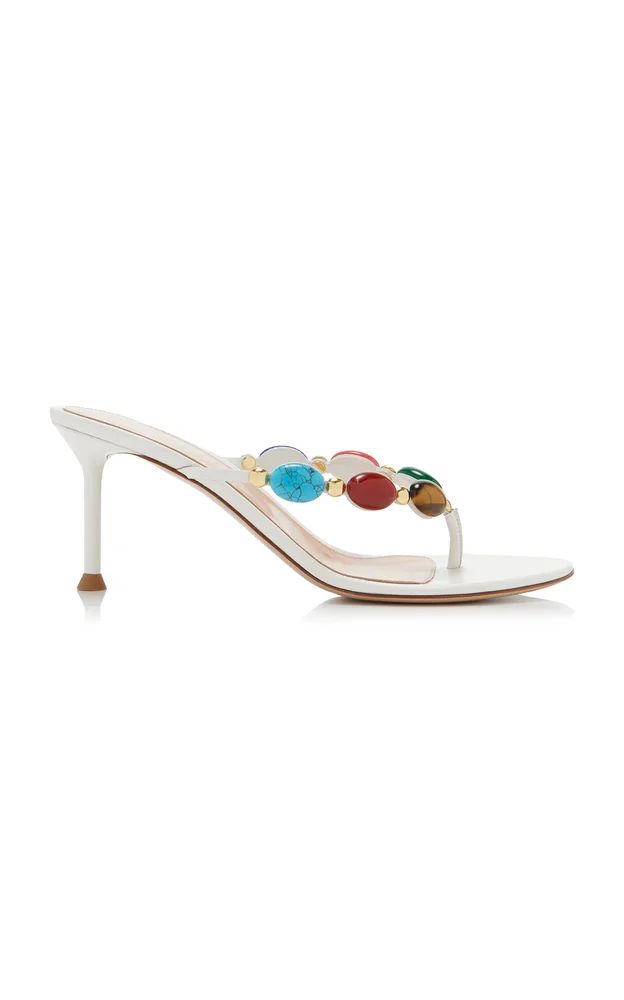 Exclusive La Isla Shanti Stone-Embellished Leather Sandals