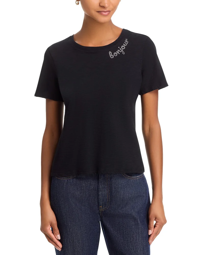 Rhinestone Bonjour Shrunken Tee
