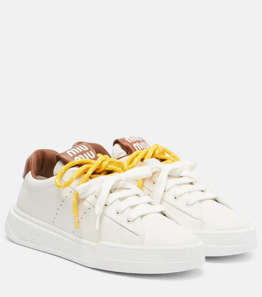 Logo Leather Sneakers (White)