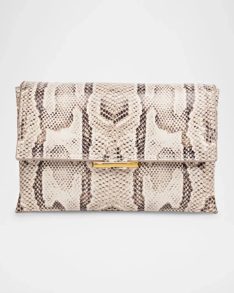 Ida Puffy Snakeskin-Print Leather Crossbody Bag