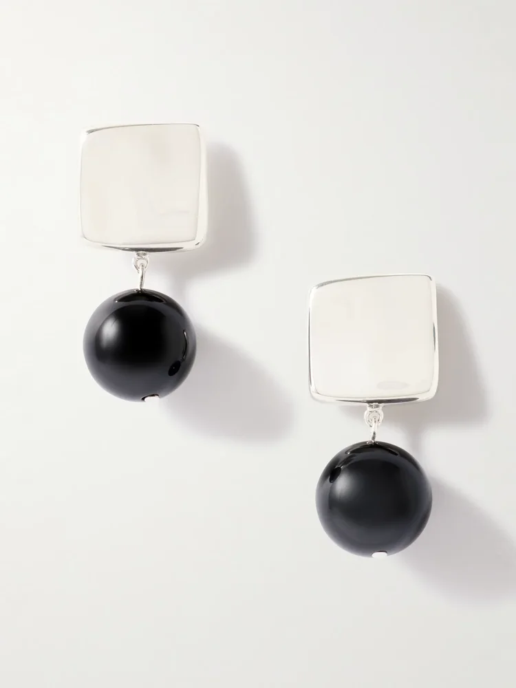 Luca recycled sterling silver onyx earrings