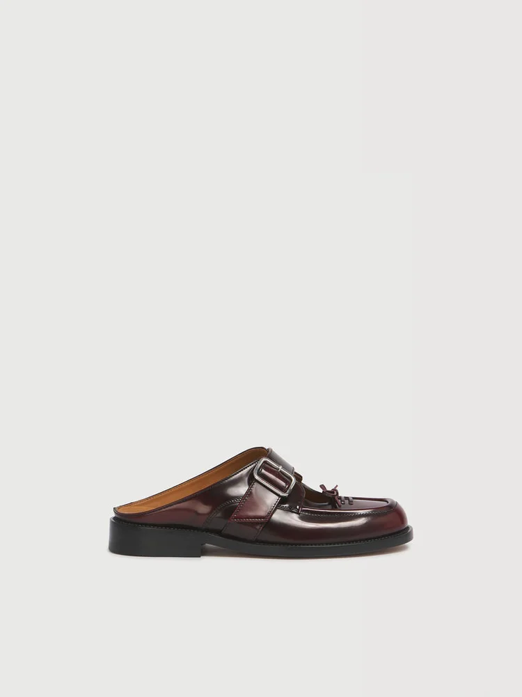Burgundy Leather Buckle Sabot