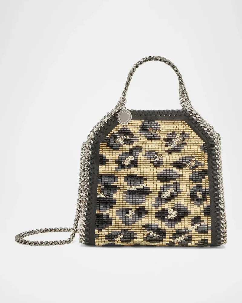 Falabella Mini Leopard-Beaded Top Handle Bag