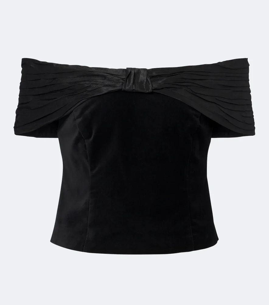 Chime off-shoulder cotton velvet top