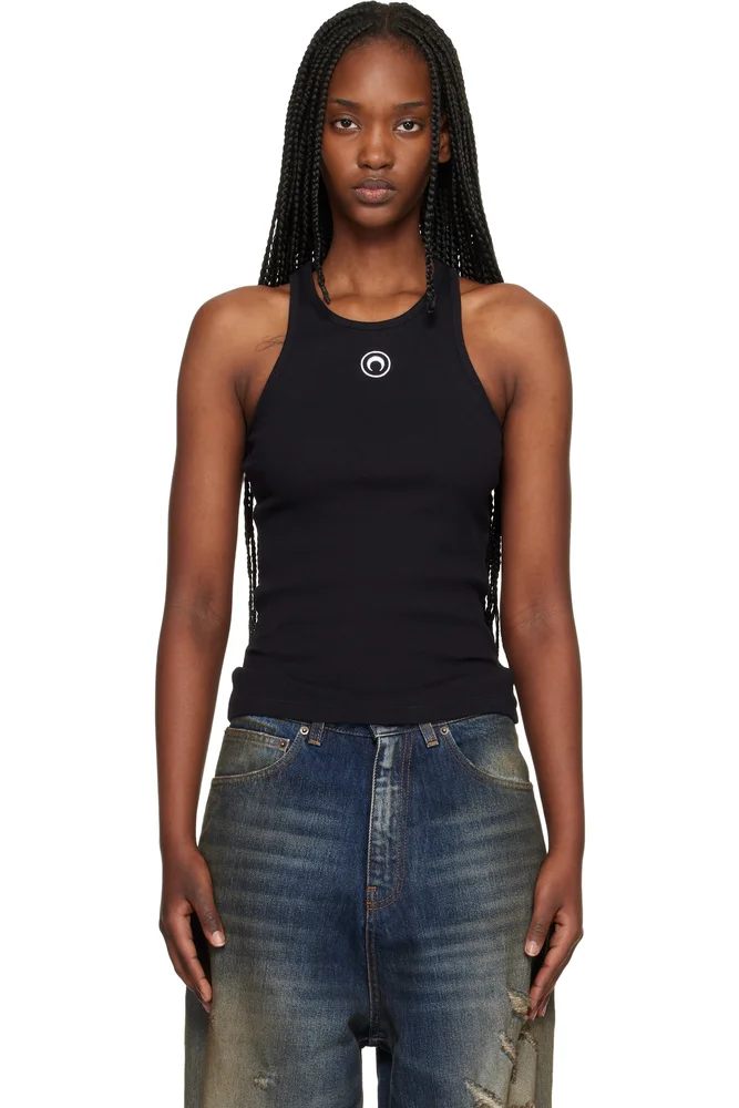 Black Moon Logo Ribbed Jersey Tank Top