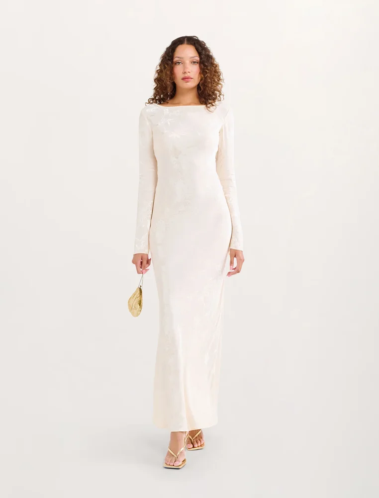 Sweet Talker Maxi Dress, Ivory Jacquard