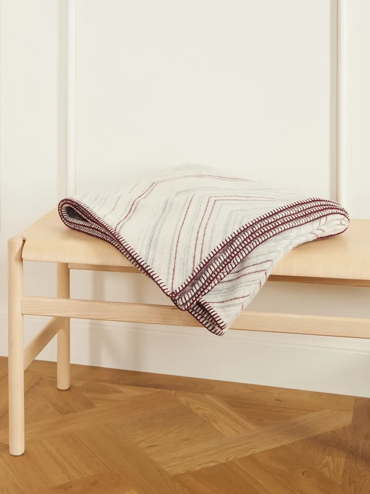 Striped wool and cashmere-blend throw