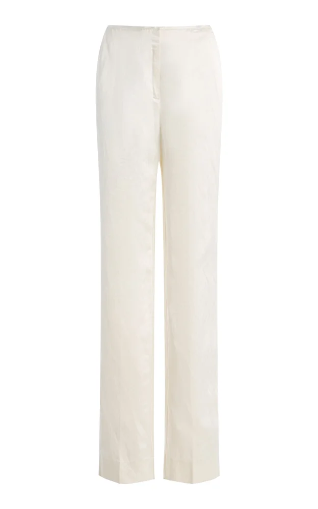 Raw-Hem Crepe Straight-Leg Pants