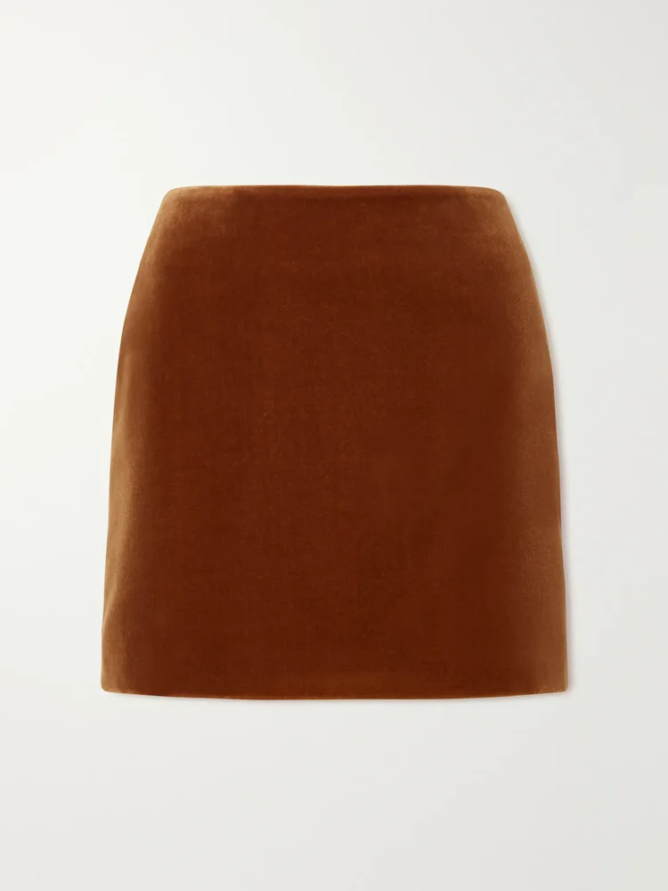Jealousy cotton-velvet mini skirt