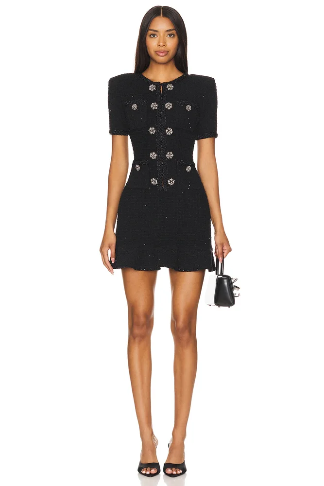 Buttoned Knit Mini Dress