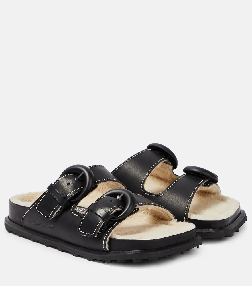 Leather slides
