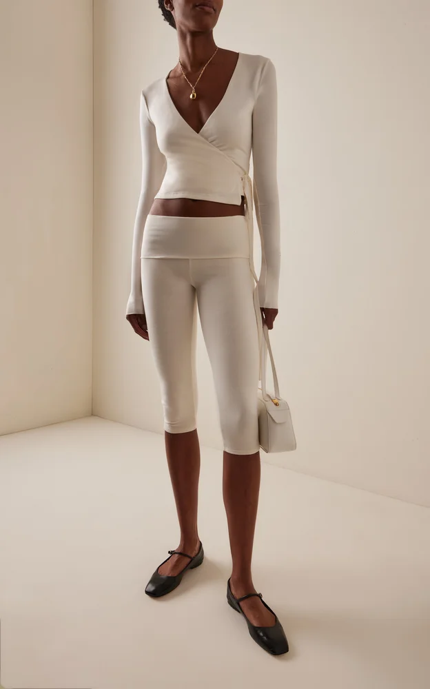 Foldover Jersey Capri Leggings