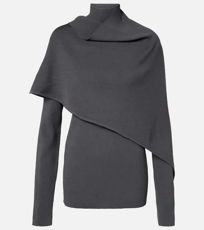 Wrap caped turtleneck sweater