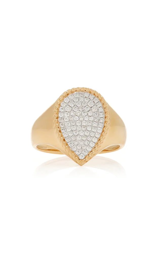18K Yellow Gold Diamond Signet Ring