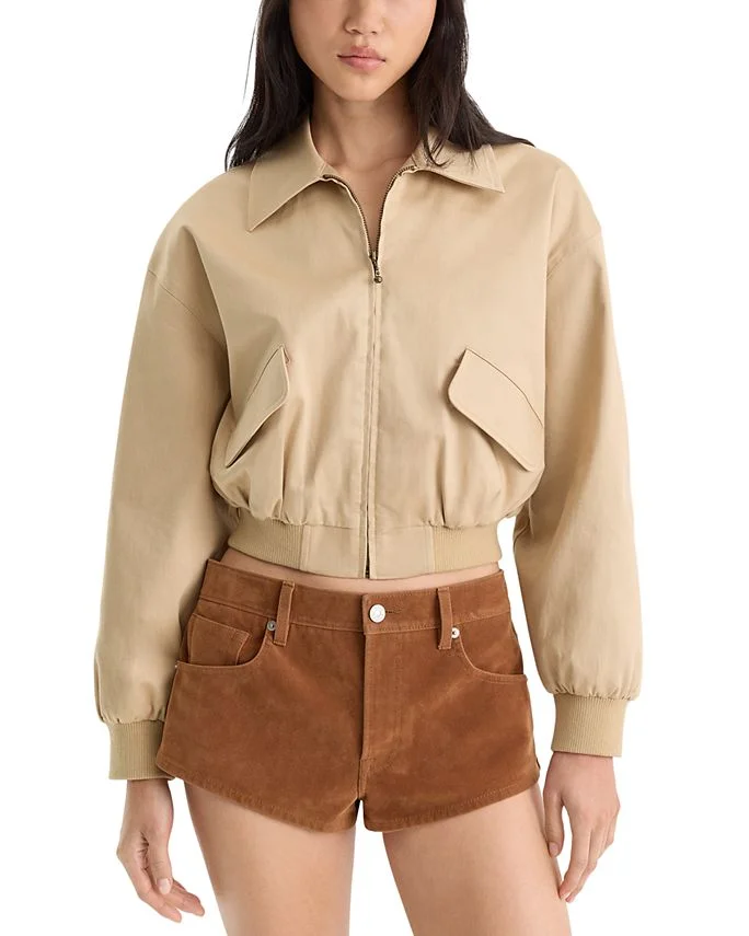 The Twill Cotton Stretch Cropped Bomber Jacket