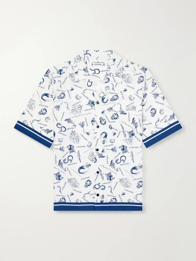 Hawaiki Camp-Collar Printed Lyocell-Twill Shirt