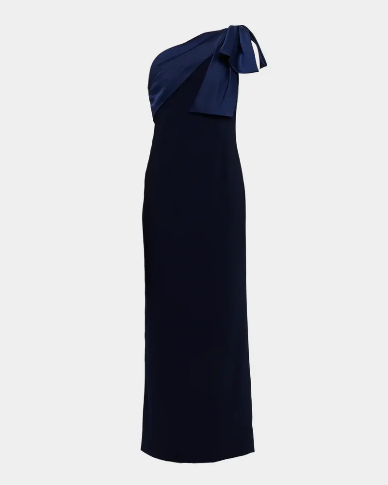 Estrella Draped One-Shoulder Column Gown