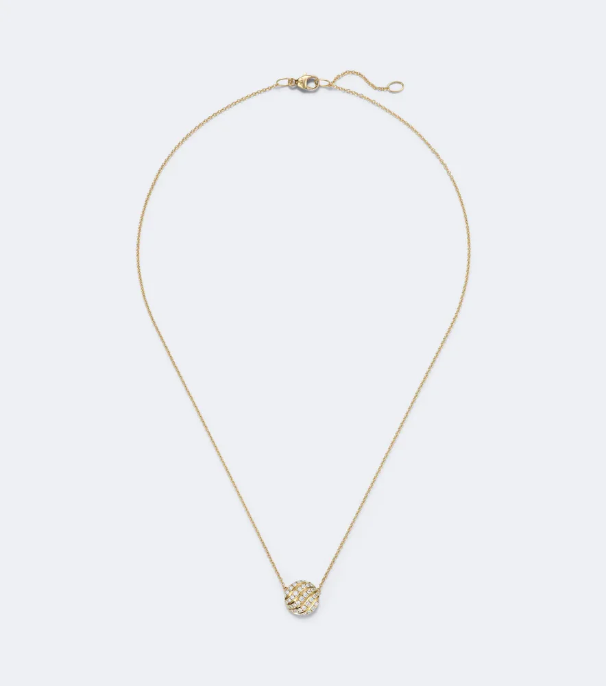 Sculpted Cable 18kt gold pendant necklace with diamonds