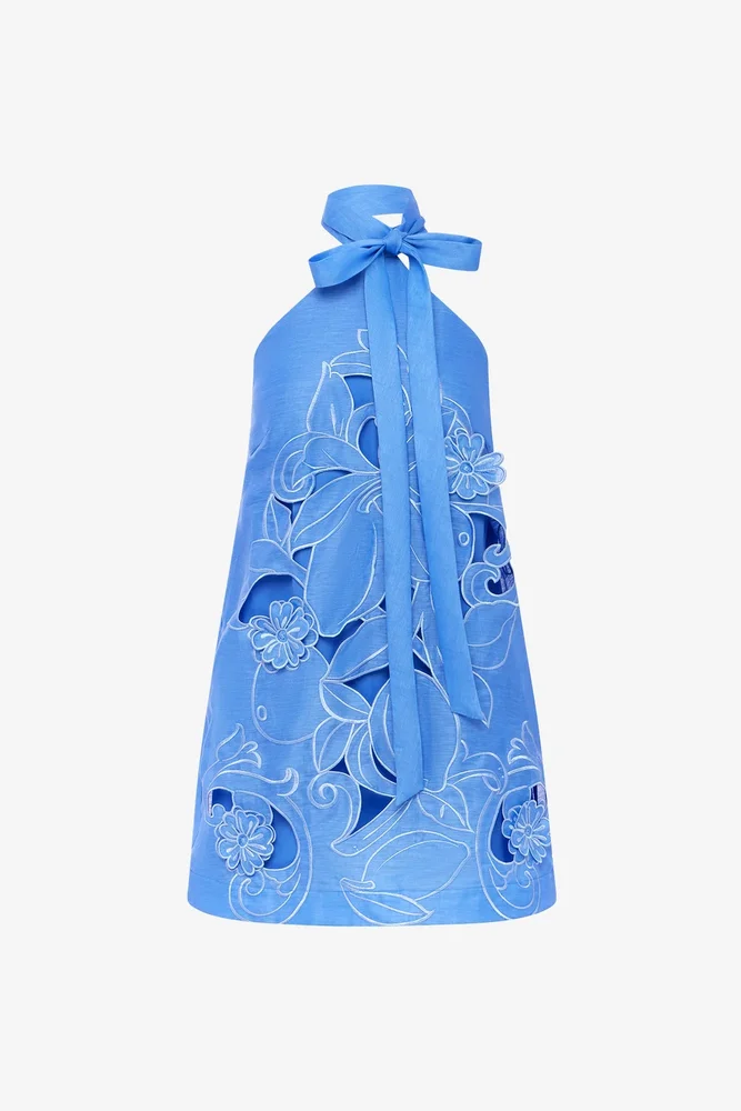 Yvonne Applique Floral Mini Dress in Vine Print