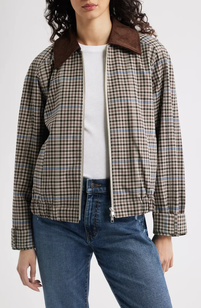 York Corduroy Collar Check Jacket