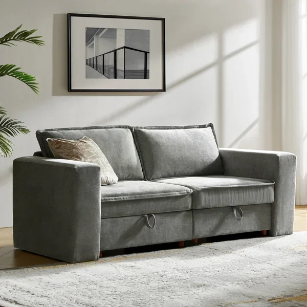 Bessette 76" Modern Chenille Storage Loveseat Sofa with Removable Cover