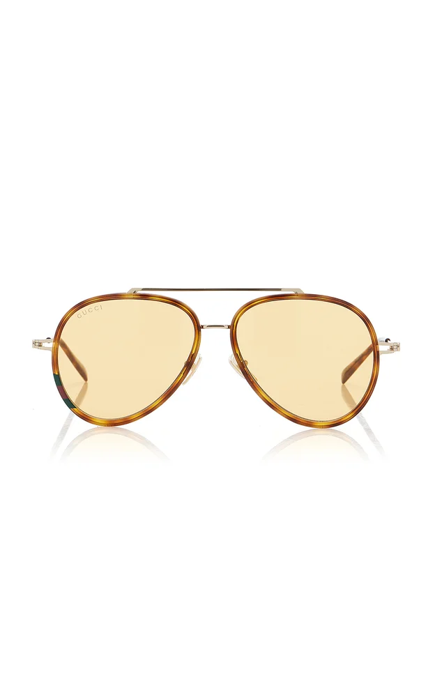 Aviator-Frame Metal Sunglasses