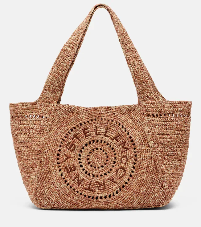 Logo raffia tote bag