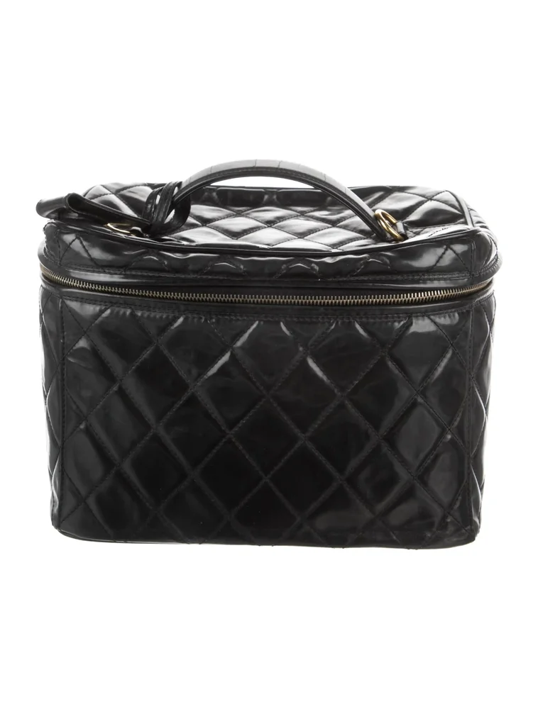 Large Quilted Patent Vanity Case