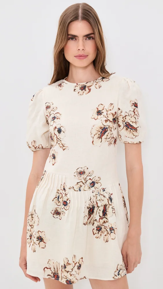 Freja Puff Sleeve Linen Mini Dress