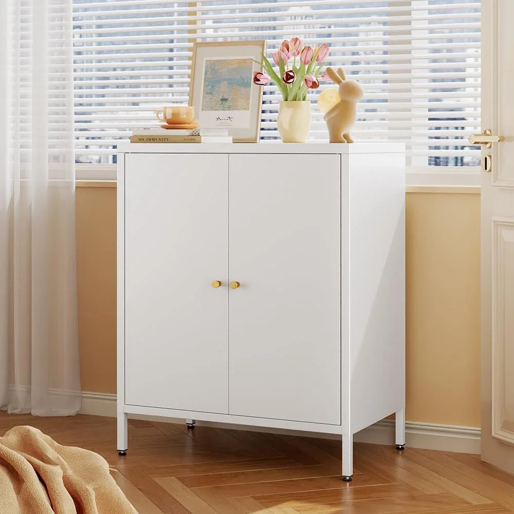 Small 2 Transparent Door Metal Storage Side Buffet Cabinet