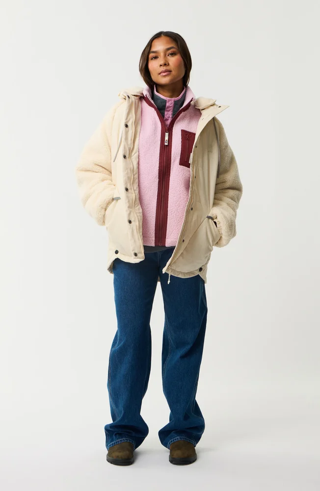 S-Series Splice Faux Shearling Sleeve Puffer Jacket