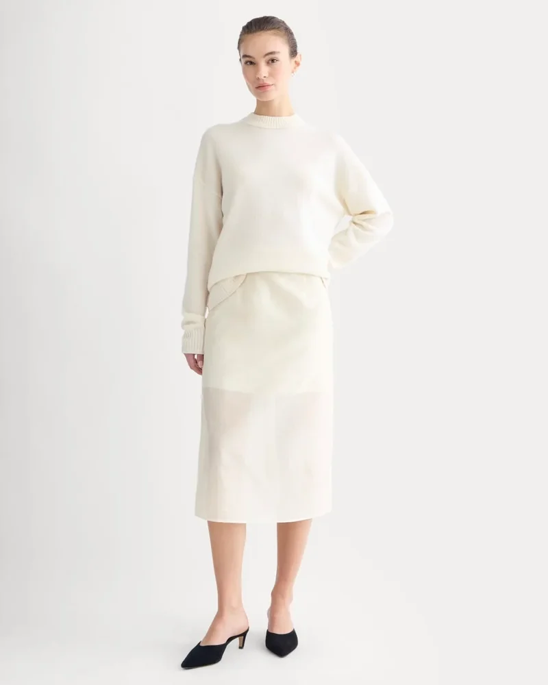 Midi Skirt in Cotton-Silk Organza