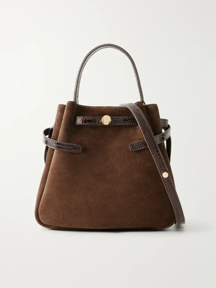 Romy Leather Trimmed Suede Bucket Bag