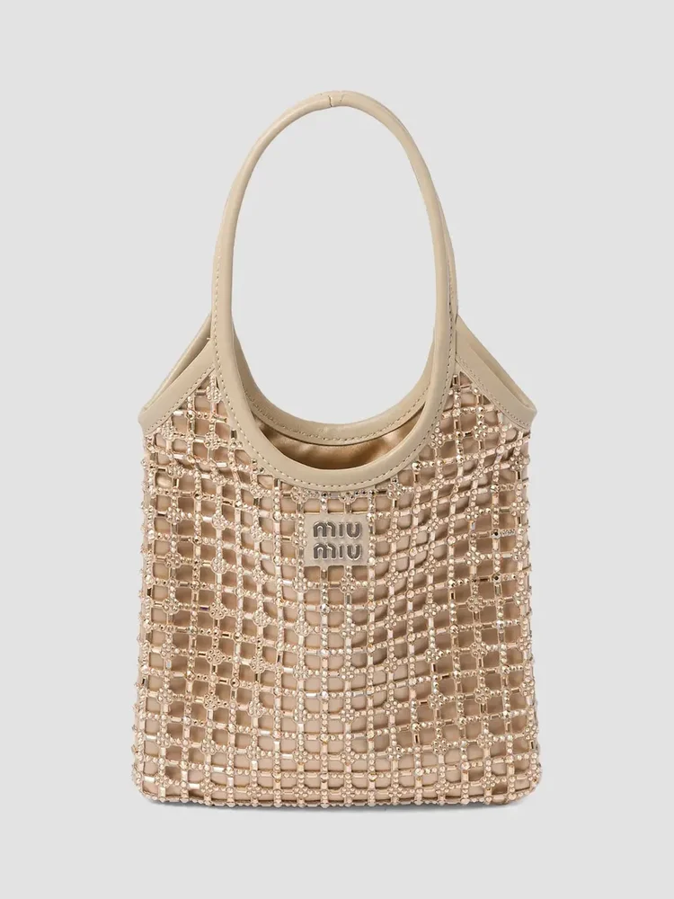 Ivy Satin Top-Handle Bag with Synthetic Crystals