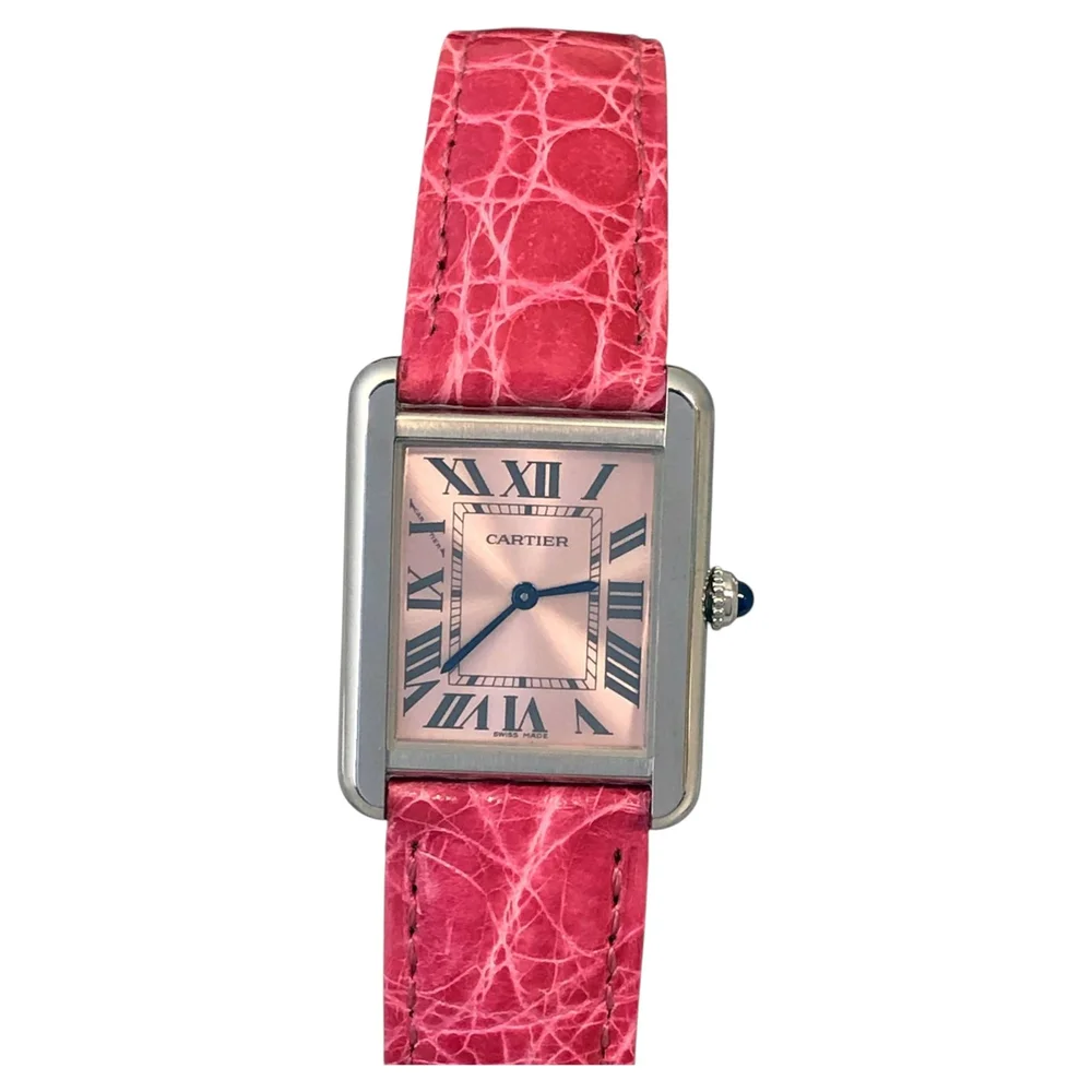 Pre-Owned Tank Solo Mid Size Steel, Pink Dial